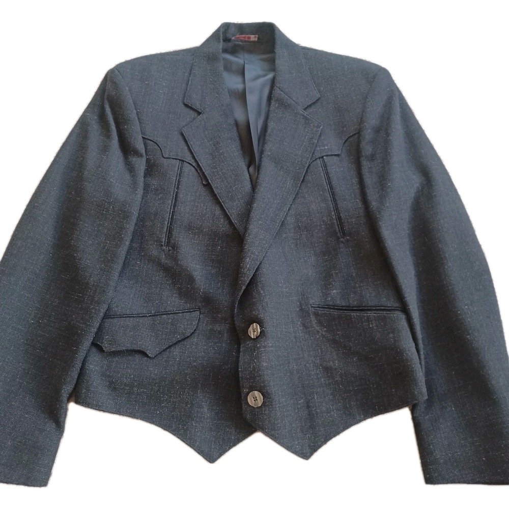 Tregos Westwear‎ Vintage Structured Wool Blend Western Yoke Blazer Jacket 42
